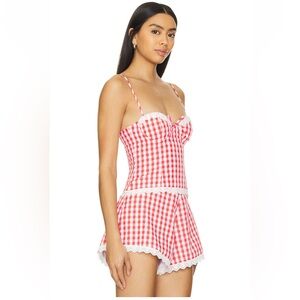 Red and White Gingham Women's Sleepwear top